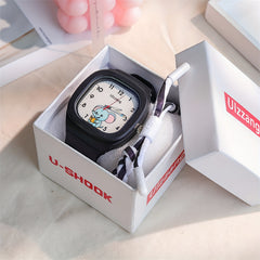 SB68 Quartz Watch Cartoon Pattern Silicone Strap Multicolor