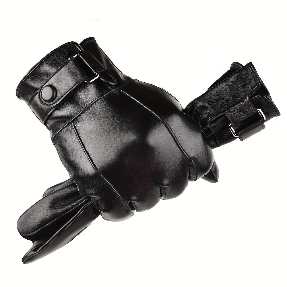 Winter Warm PU Leather Gloves for Cycling Skiing