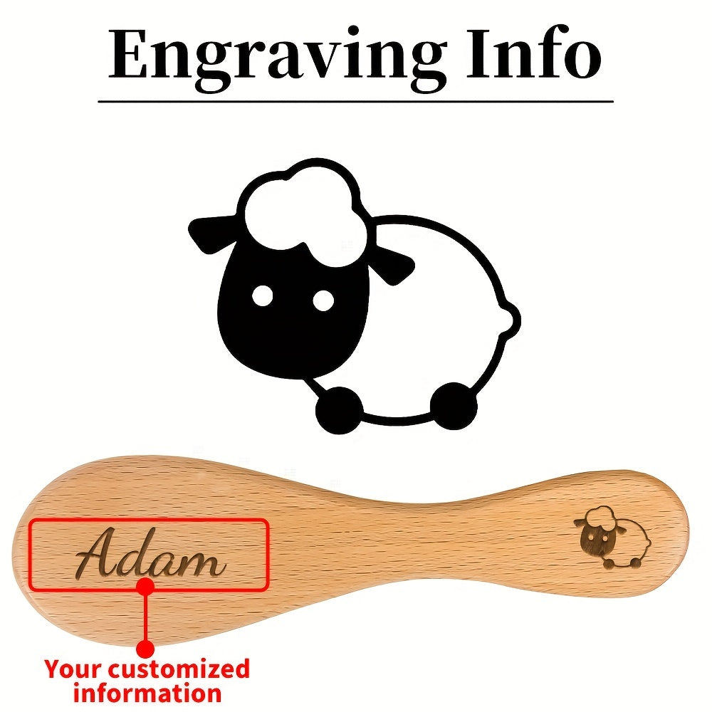 Personalized Name Cartoon Wooden Hair Brush