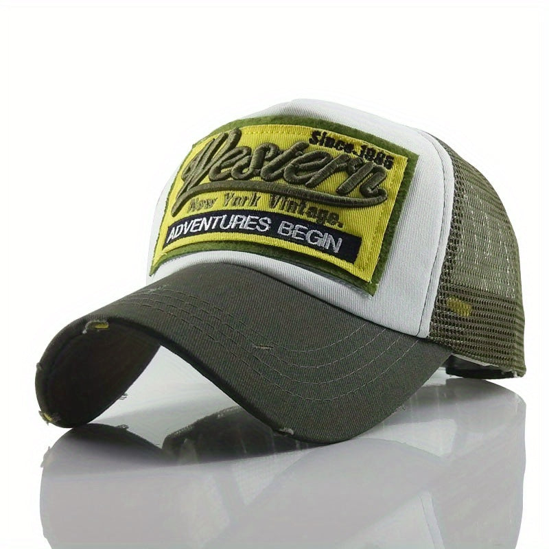3D Embroidery Baseball Cap Western Embroidered Hat Mesh Peaked Cap