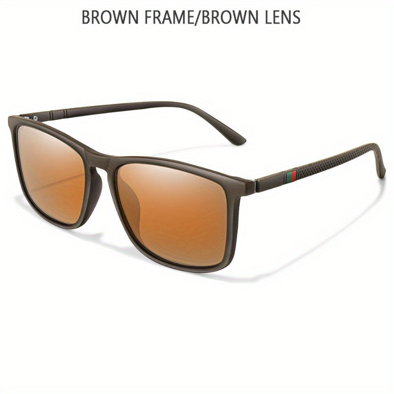 Men's Square Polarized Sunglasses Large Frame Retro Driving Fishing Sunglasses