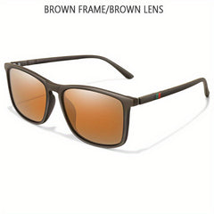 Men's Square Polarized Sunglasses Large Frame Retro Driving Fishing Sunglasses