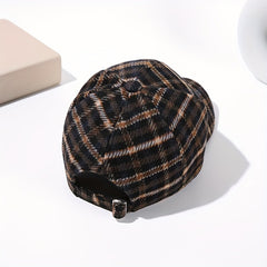 Vintage Plaid Warm Baseball Cap Classic British Style Adjustable Sun Hats