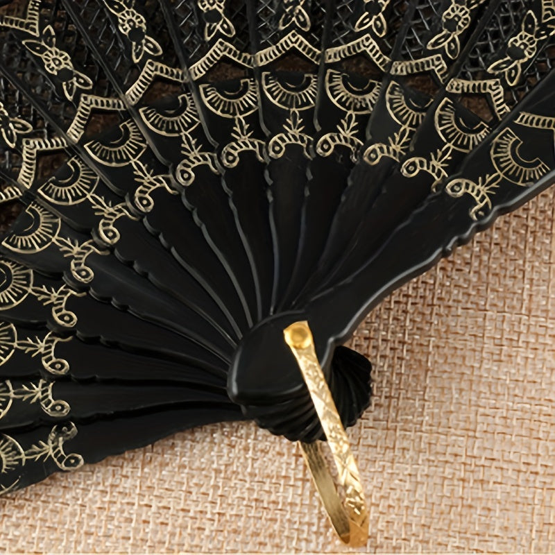 Retro Style Lace Orchid Folding Fan Dance Photography Props