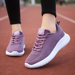 Breathable Solid Women's Walking Shoes Lace Casual Sneakers