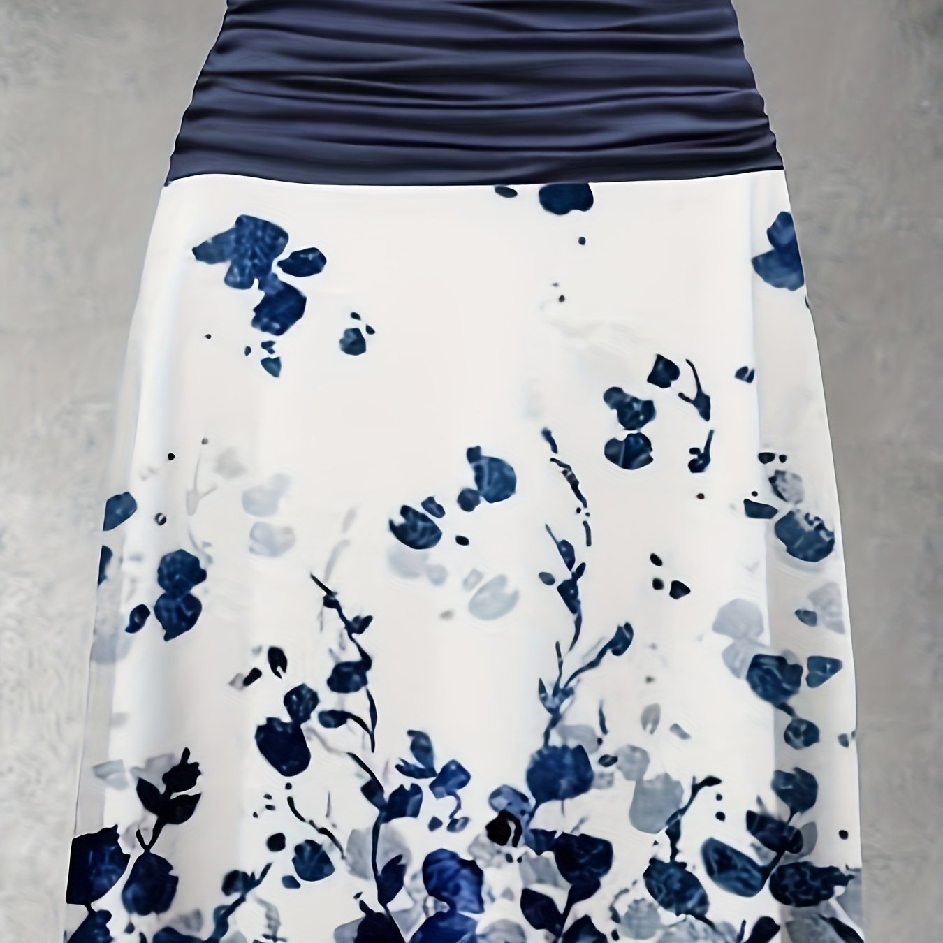 Ruched Floral High Rise Stretch Summer Skirt