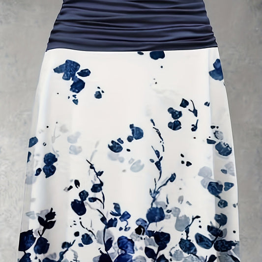 Ruched Floral High Rise Stretch Summer Skirt