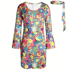 Hippie Printed Costume for Halloween Disco Party