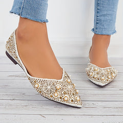 Women's Studded Ballet Flats Pointed Toe Shoes