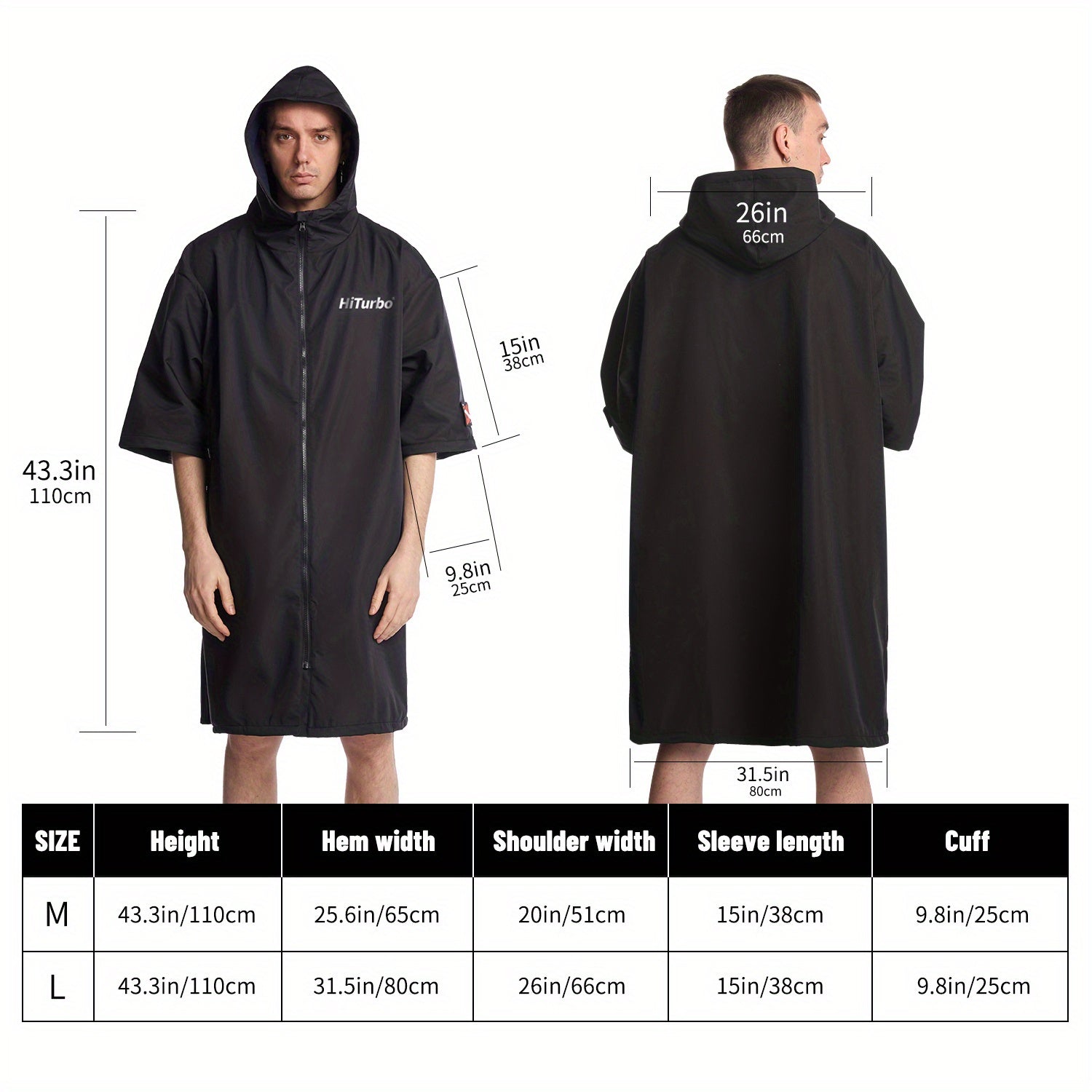 Turbo Waterproof Surf Poncho Changing Towel Robe - Short Sleeve Bathrobe