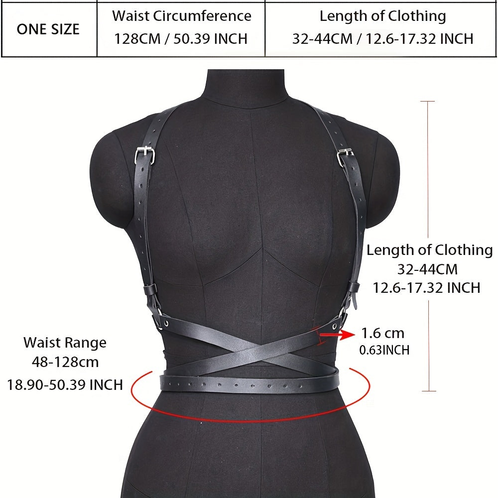 Rivet PU Leather Chest Belt Harness Waistband Goth Girdle Clothing Accessories