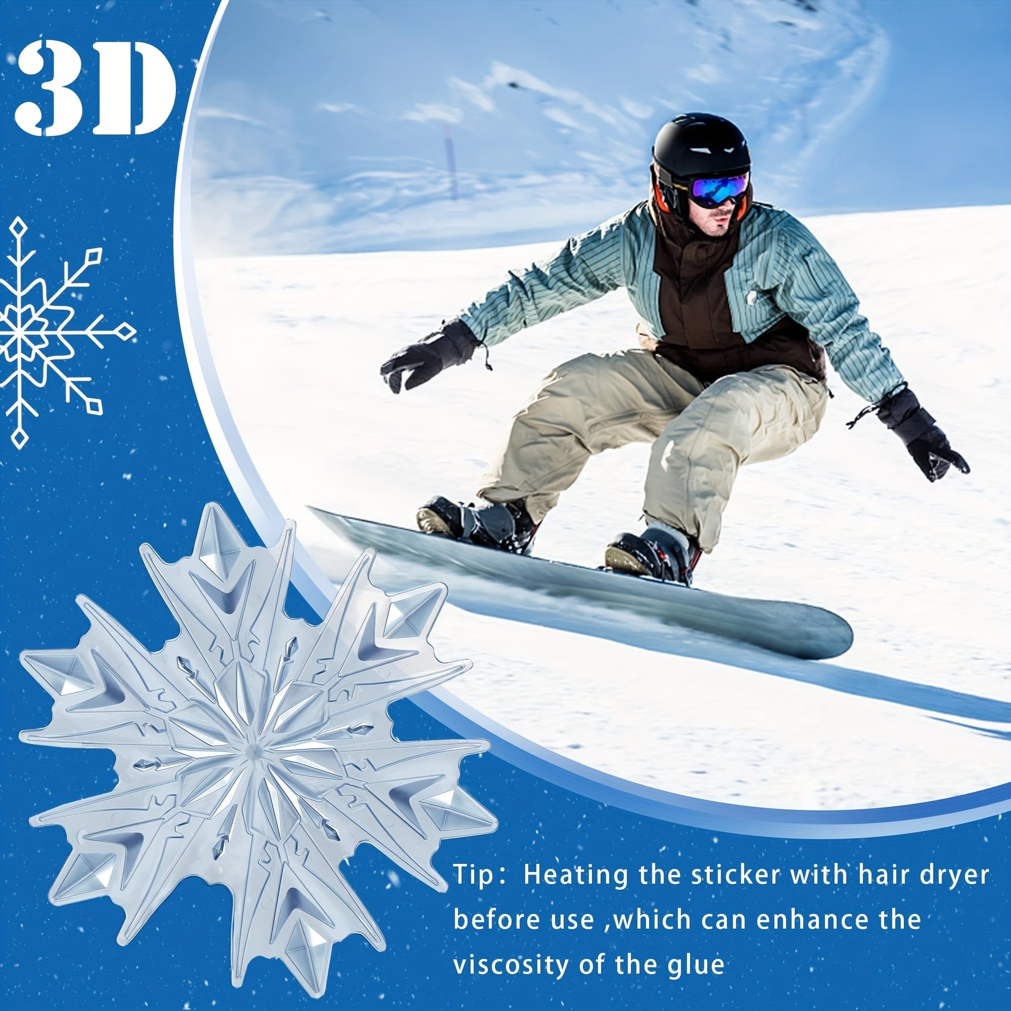 2pcs Snowboard Pedal Pads 3D Transparent Non Slip Snowflake Pedal Pad