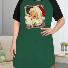 Leopard Santa Claus Graphic Print Nightdress