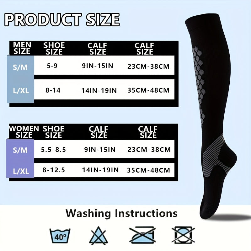 3 Pairs 20-30mmHg Compression Socks for Sports Striped Nylon Calves