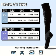 3 Pairs 20-30mmHg Compression Socks for Sports Striped Nylon Calves