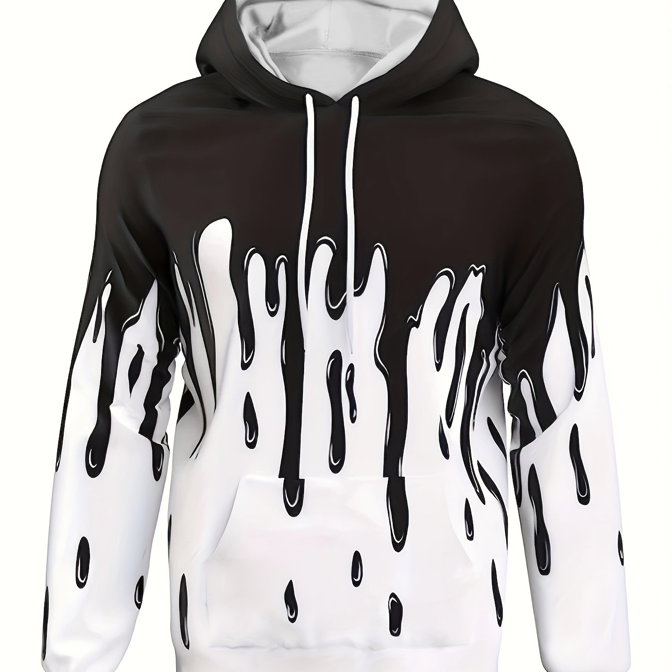 Ink Print Men's Graphic Hoodie Autumn Winter Pullover