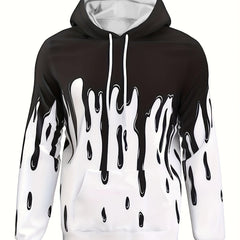 Ink Print Men's Graphic Hoodie Autumn Winter Pullover
