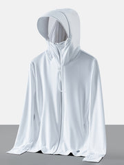 UPF 50 Sun Protection Shirt with Zipper Pockets & Removable Hat Brim