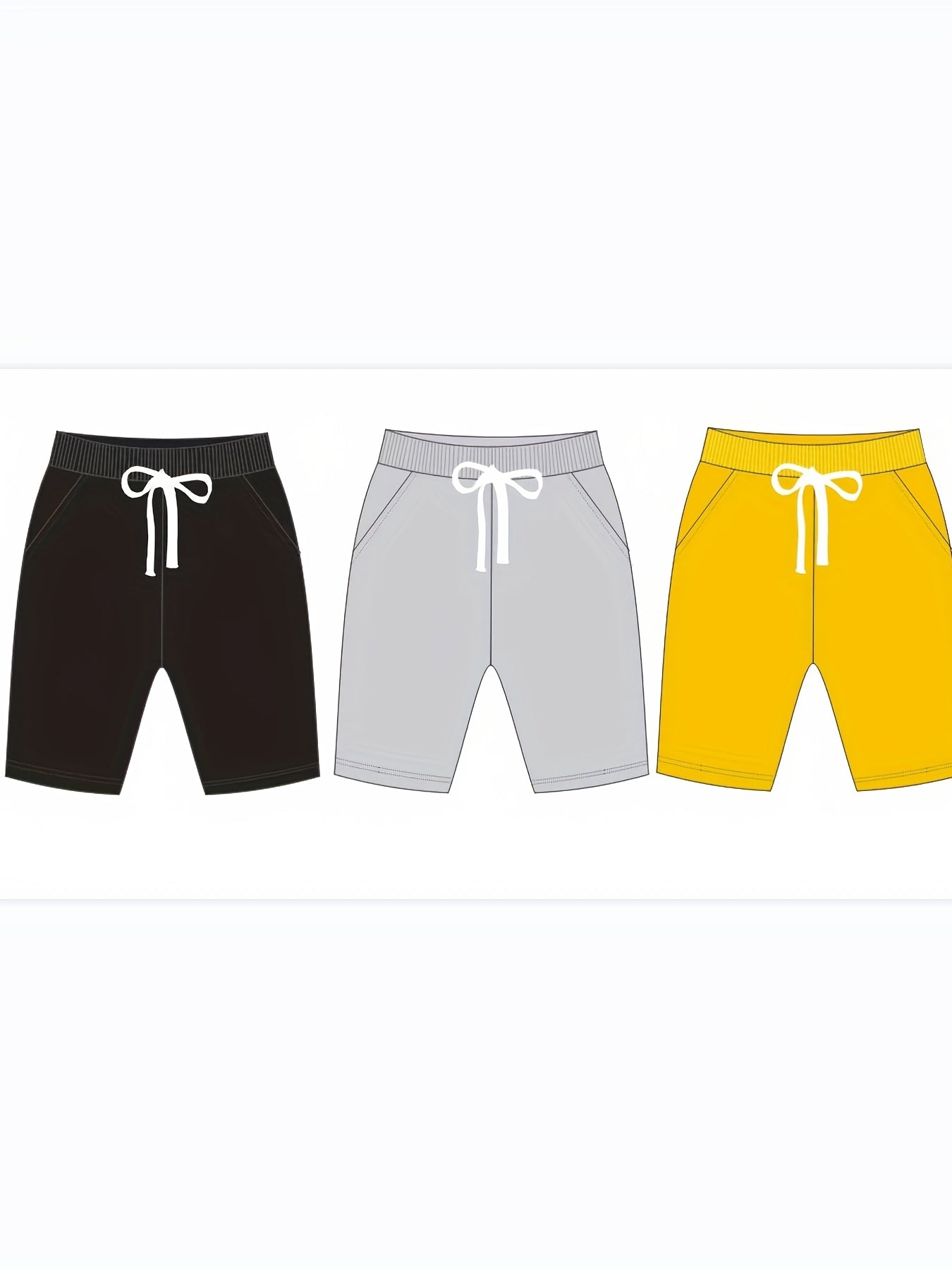3pcs Boys Solid Cotton Shorts Quick drying Drawstring Shorts