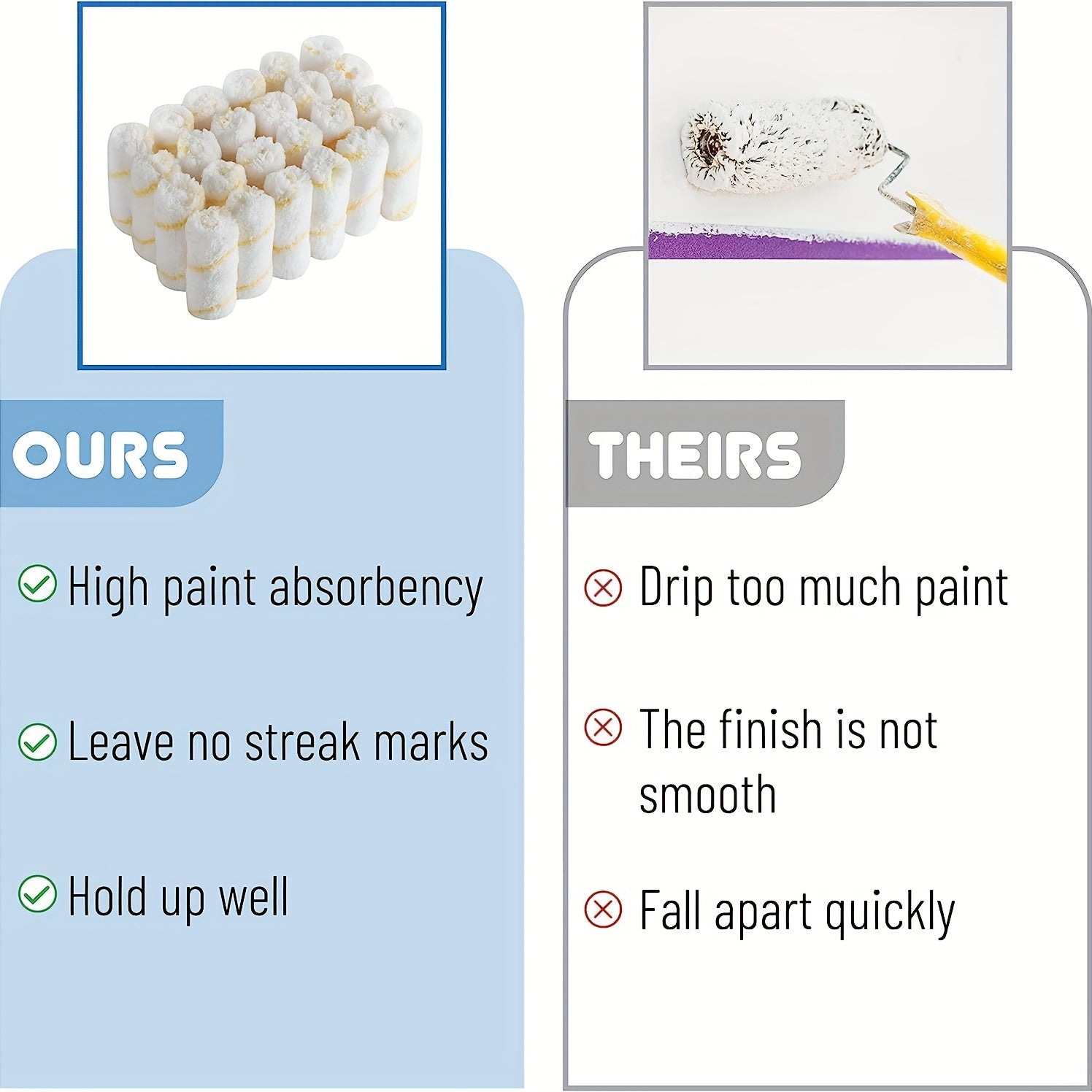 24pcs Paint Roller Covers - Various Sizes - House Painting Supplies