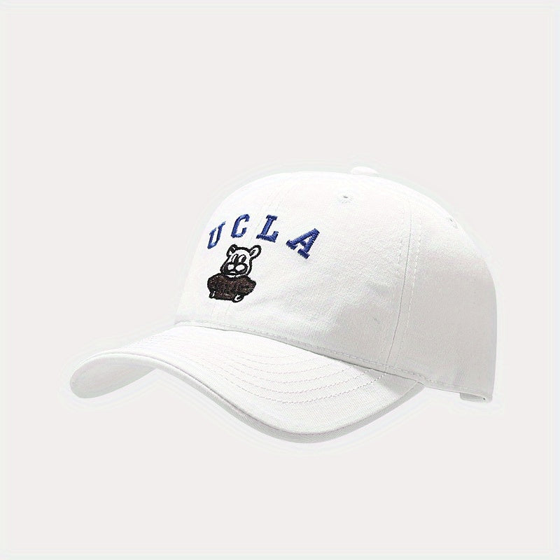 Bear Embroidered Baseball Cap Cotton Casual Sunshade Dad Hat