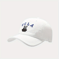 Bear Embroidered Baseball Cap Cotton Casual Sunshade Dad Hat