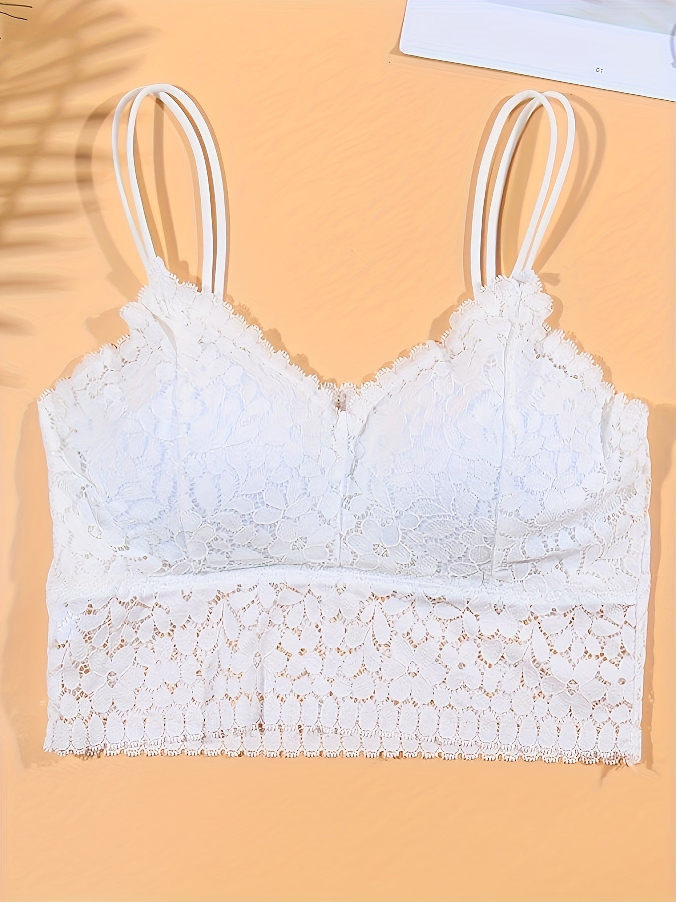 2pcs Lace Wireless Bras Comfy & Breathable Double Straps Women's Lingerie