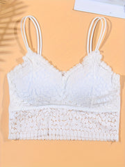 2pcs Lace Wireless Bras Comfy & Breathable Double Straps Women's Lingerie