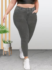 Solid High Rise Skinny Jeans