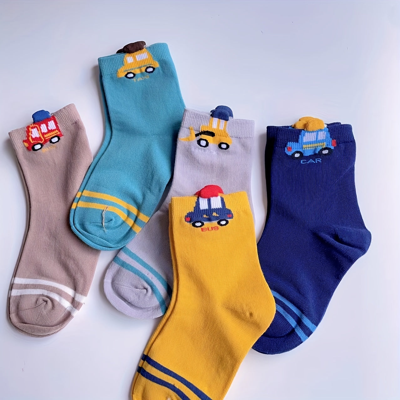 Boys Cartoon Car Pattern Breathable Socks
