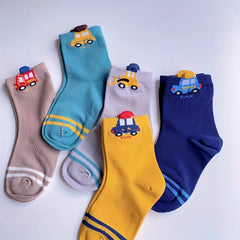 Boys Cartoon Car Pattern Breathable Socks