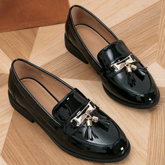 Women's Metal Decor Chunky Heel Loafers Slip On Shoes