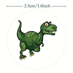500 Pcs Dinosaur Pattern Stickers, 12 Designs, 2.10-inch Round, Teenager Gift