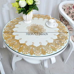 Waterproof PVC Golden Lace Tablecloth for Parties and Home Decor