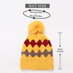 Wave Pom Beanie Women's Winter Soft Knit Beanie Hat With Pom Pom