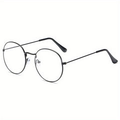Vintage Round Metal Frame Glasses Unisex Anti Light Glasses
