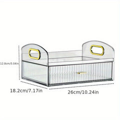 Transparent Makeup Storage Box with Drawer, Dustproof Cosmetic Organizer
