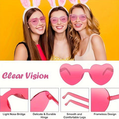 2pcs Frameless Heart Shaped Sunglasses for Parties
