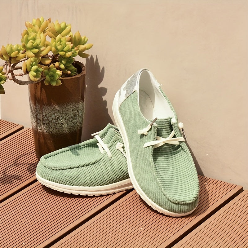 Women's Corduroy Slip On Soft Shoes Lace Up Outdoor Comfy Shoes