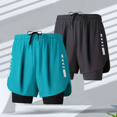 Men's 2 in 1 Quick Drying Sports Shorts for Gym Workout