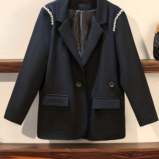Rhinestone Lapel Collar Slim Fit Blazer