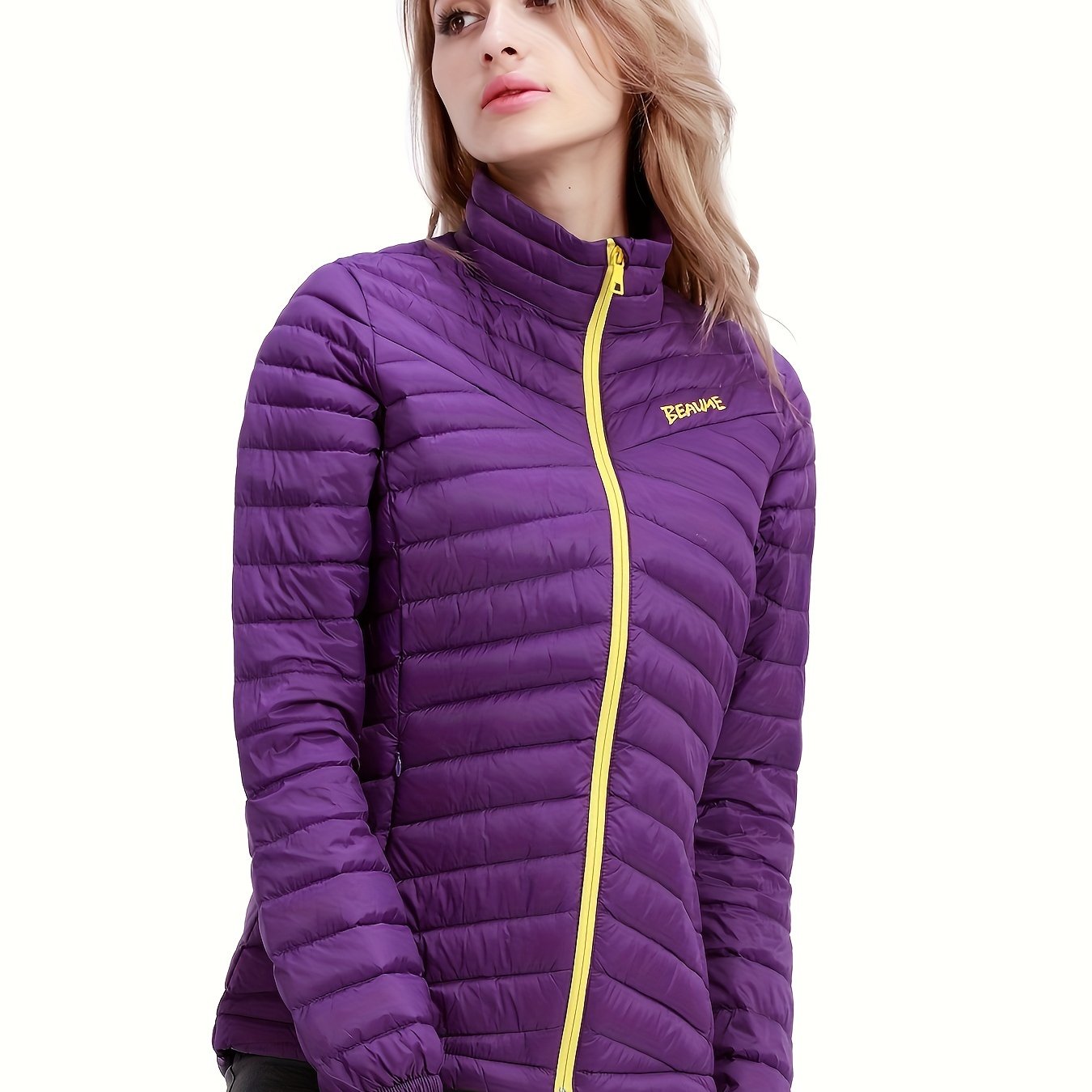 Women's Winter Puff Jacket Letter Embroidered Thermal Puff Coat