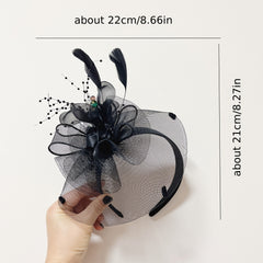 Tea Hats Cocktail Wedding Headpiece Hairband Feather Mesh Net Veil