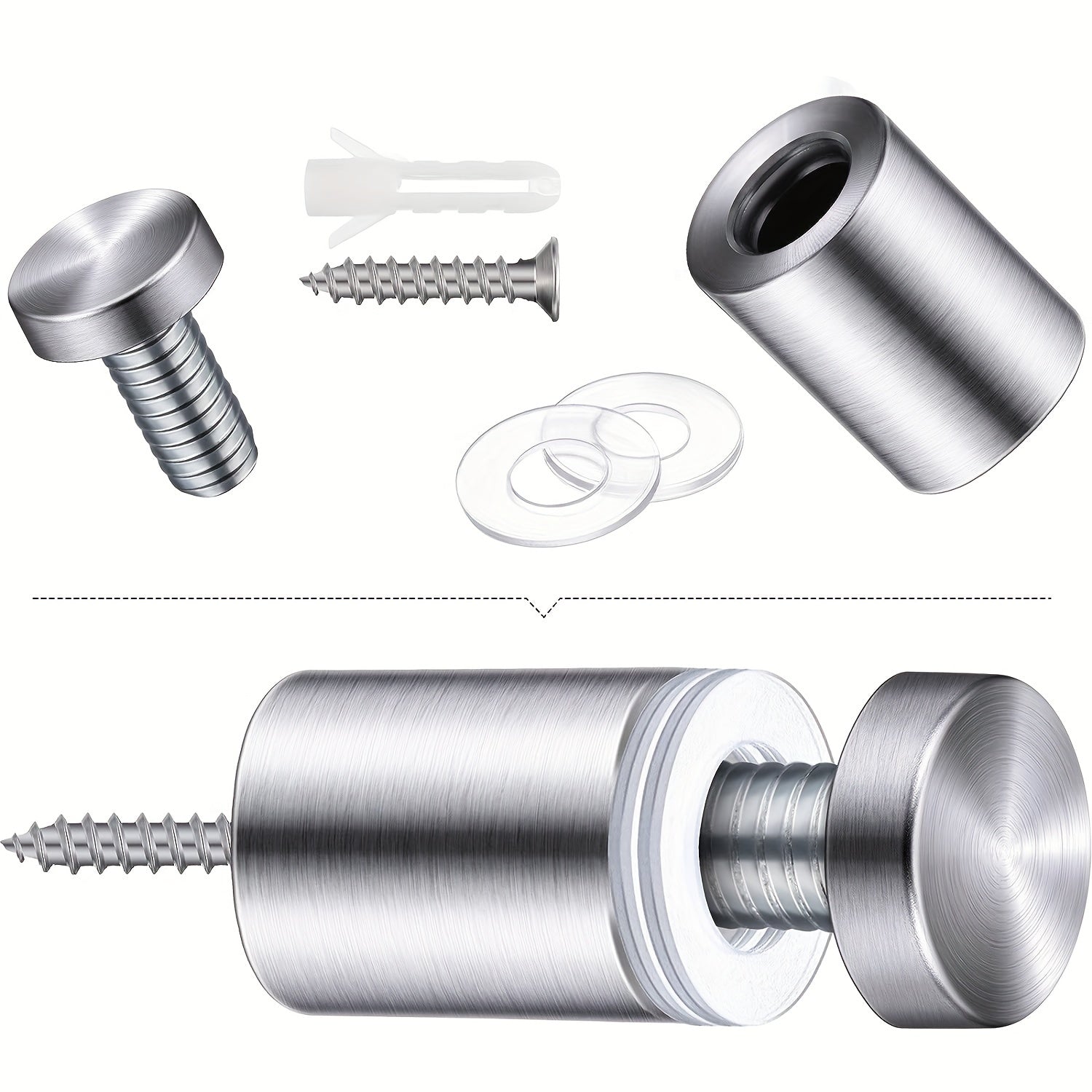 8-Pack 3/4 x 1-Inch Sign Standoff Screws Stainless Steel Wall Mounts