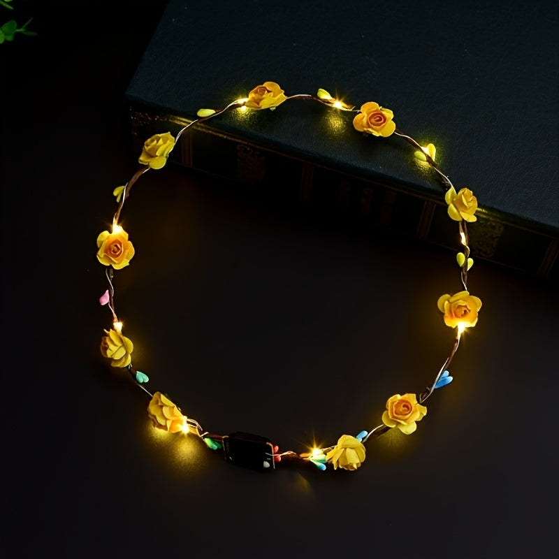 LED Flower Crown Headband Light Up Party Hairband