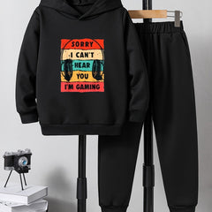 Boys Kids Casual Long Sleeve Hooded Sweatshirt & Sweatpants Set