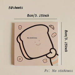 Student Cartoon Bread Notes 8x8cm Memo Note Paper