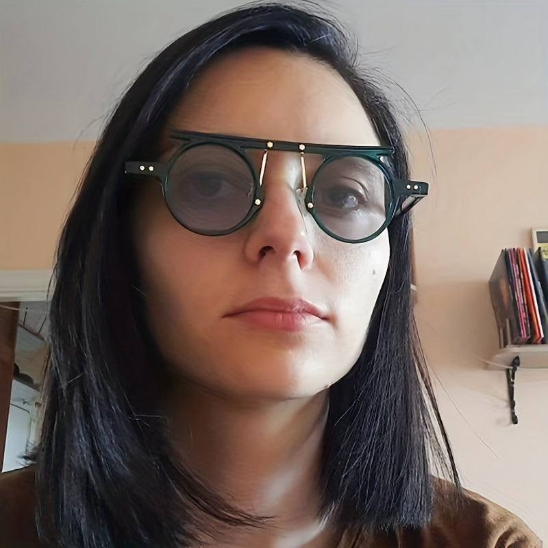 Y2K Top Bar Steampunk Sunglasses Rivet Gradient UV400