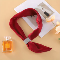 Glitter Skinny Scarf Solid Necktie Satin Twilly Scarf Silk Neckerchief