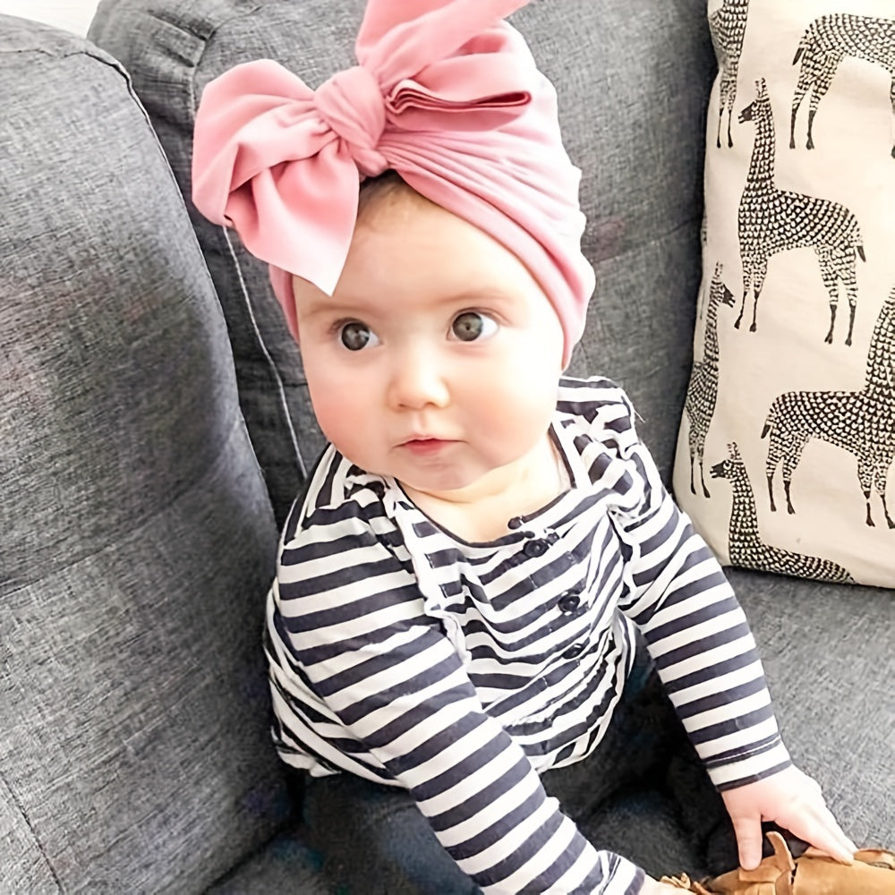 Knitted Baby Hat With Bowknot for Summer
